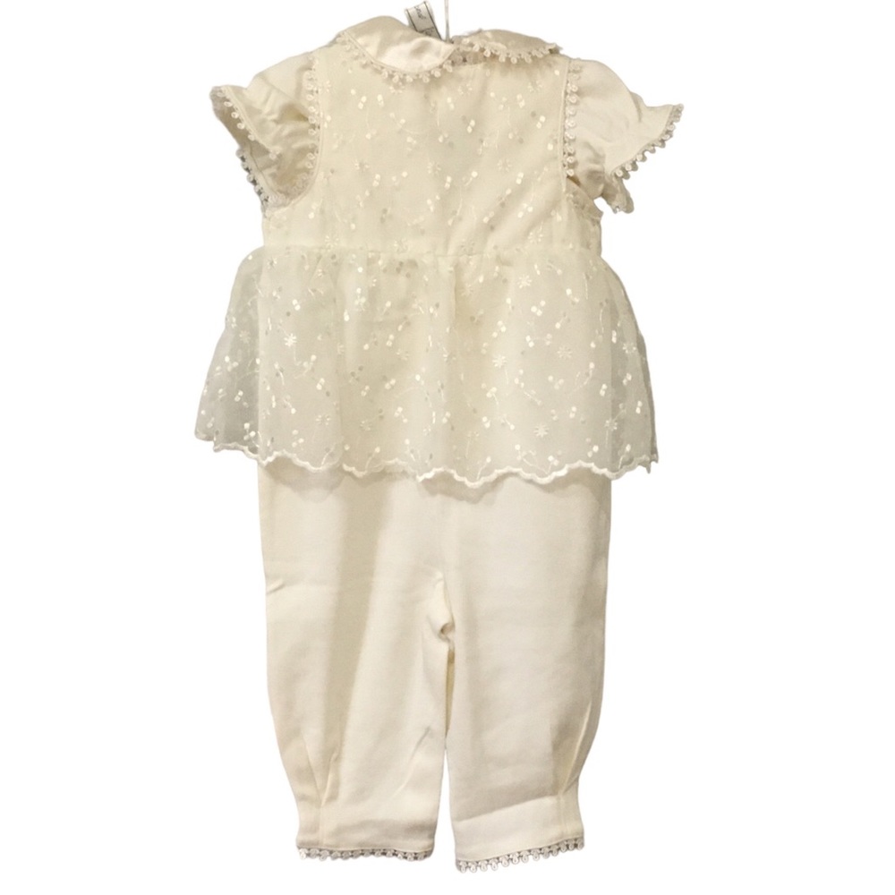 NWT Baby Grand Lace Cotton Cream Bodysuit Dress 3 Piece